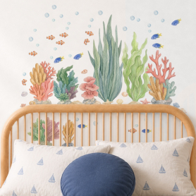 Reef Garden Wall Sticker Pack Displayed in Bedroom