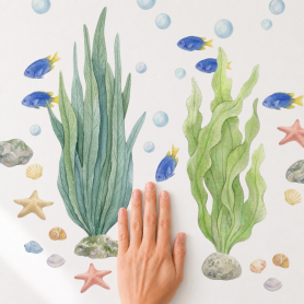 Seaweed Sway Wall Sticker Application Close Up